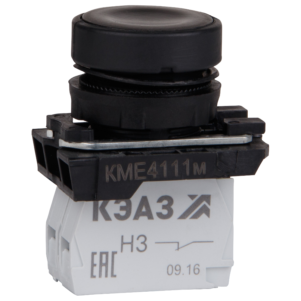 картинка Кнопка КМЕ4120м-черный-2но+0нз-цилиндр-IP40-КЭАЗ от интернет-магазина ТД Макс-Электро купить в Кемерово по ценам завода