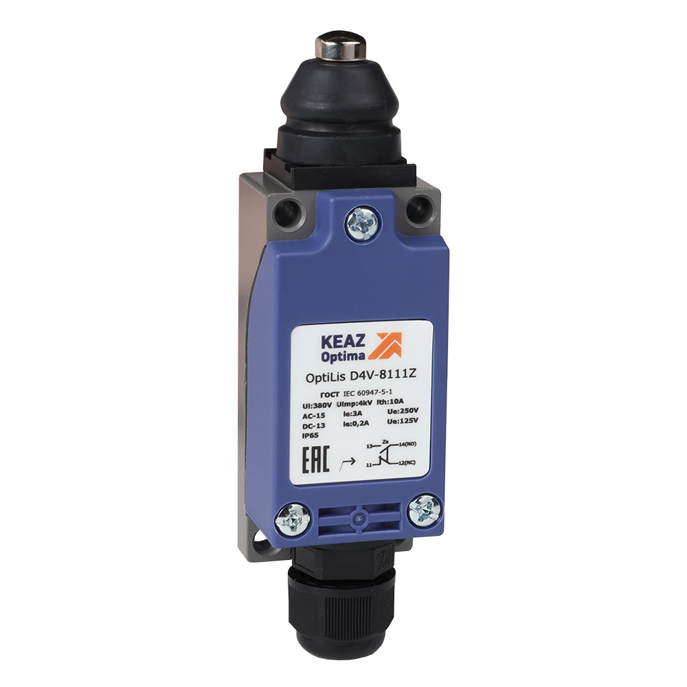 картинка Выключатель концевой OptiLiS D4V-8111Z толкатель металлический XCKP2110P16 от интернет-магазина ТД Макс-Электро купить в Кемерово по ценам завода